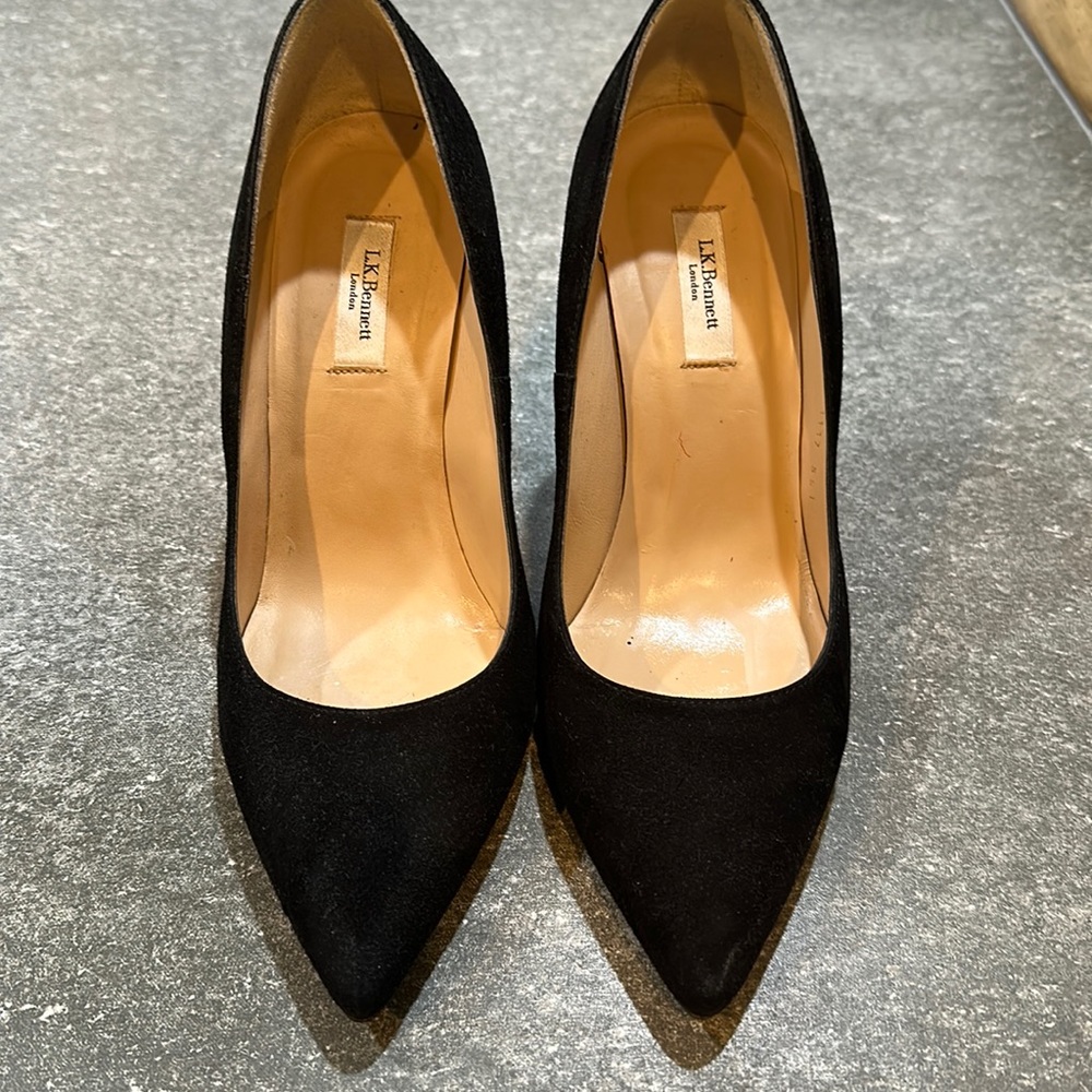 L.K. Bennett black suede 4” heels